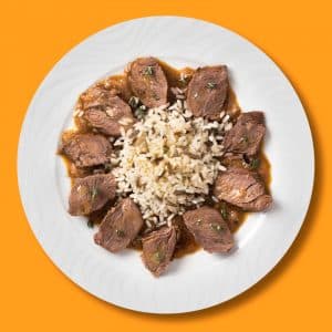 Carrillada estofada con guarnición de arroz salvaje (450 g.)