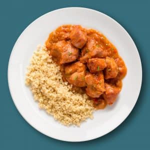 Solomillitos de cerdo a la riojana con guarnición de trigo (400 g.)