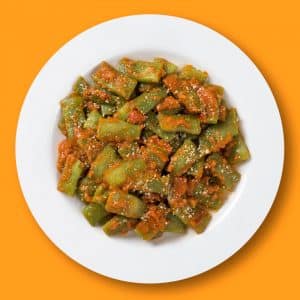 Judías verdes con tomate frito casero y almendras tostadas (400 g.)