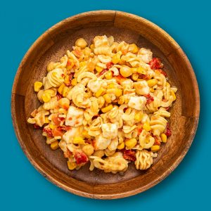 Ensalada de pasta con hummus y queso de cabra (350 g.)