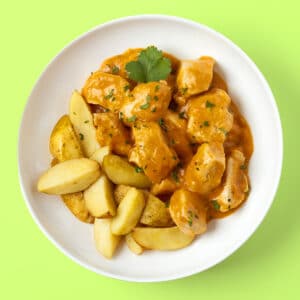 Pollo a la sidra con patatas gajo (400 g.)