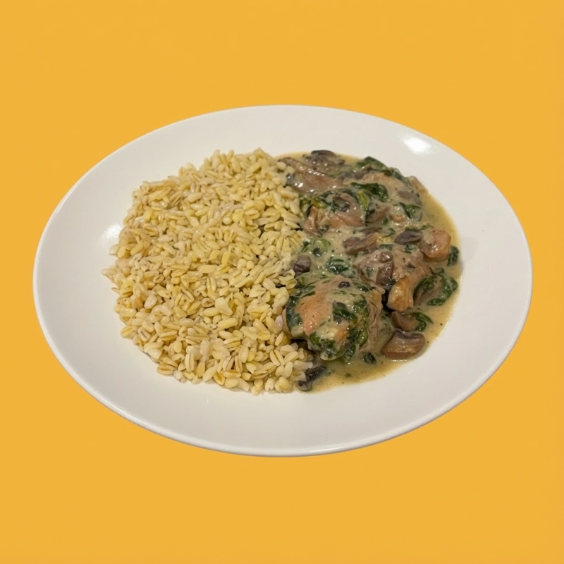 Pollo_con_salsa_de_champiñón_y_espinacas_y_maiz_primerplano_baja
