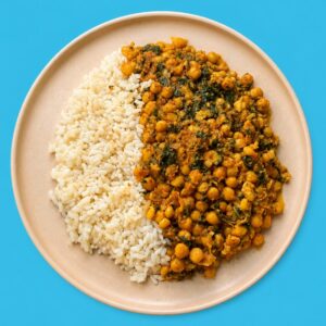 Garbanzos especiados con espinacas y arroz (400g)